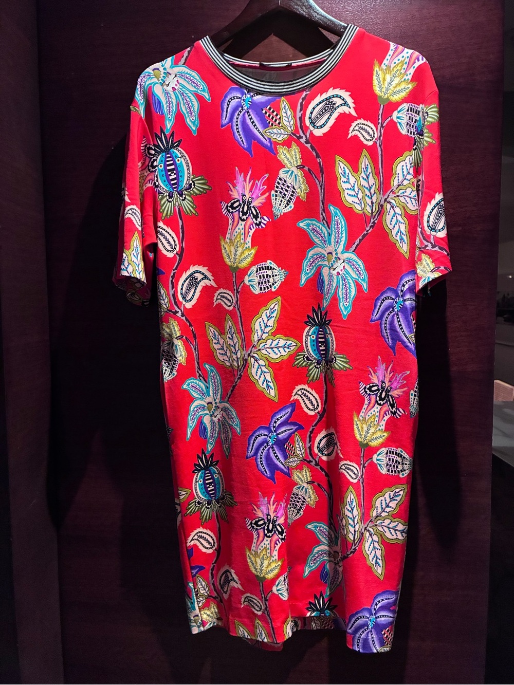 Etro Red Short-Sleeve Floral Print Men’s Shirt